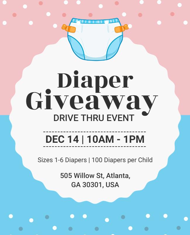 Diaper Giveaway Drive Thru Event Flyer Template