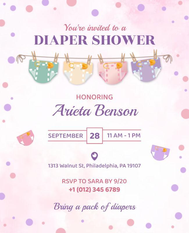 Diaper Shower Invitation Celebration Flyer Template