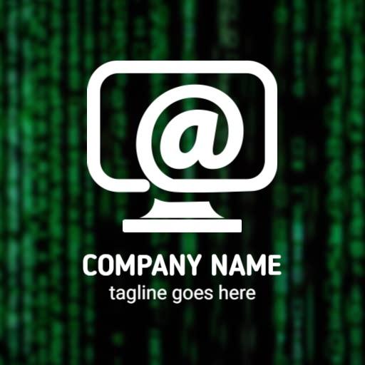 Digital Green Background with Computer Screen Website Logo Template