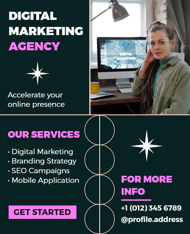 Vibrant Green Digital Marketing Agency Services Flyer Template