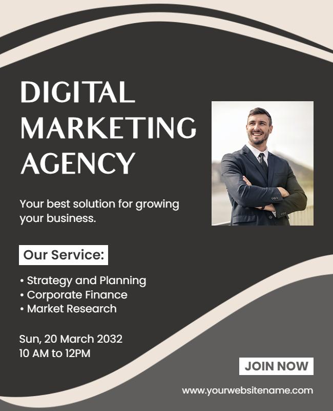 Modern Minimalist Digital Marketing Agency Flyer Template