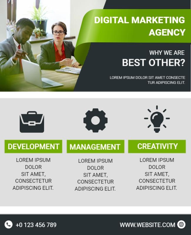 Modern Green Digital Marketing Agency Services Flyer Template