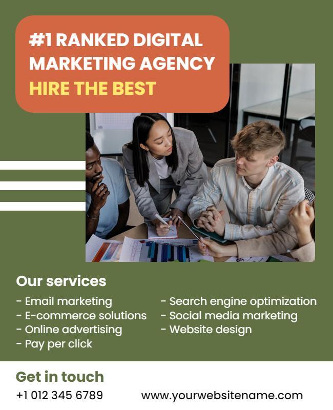 Modern Green Digital Marketing Agency Recruitment Flyer Template