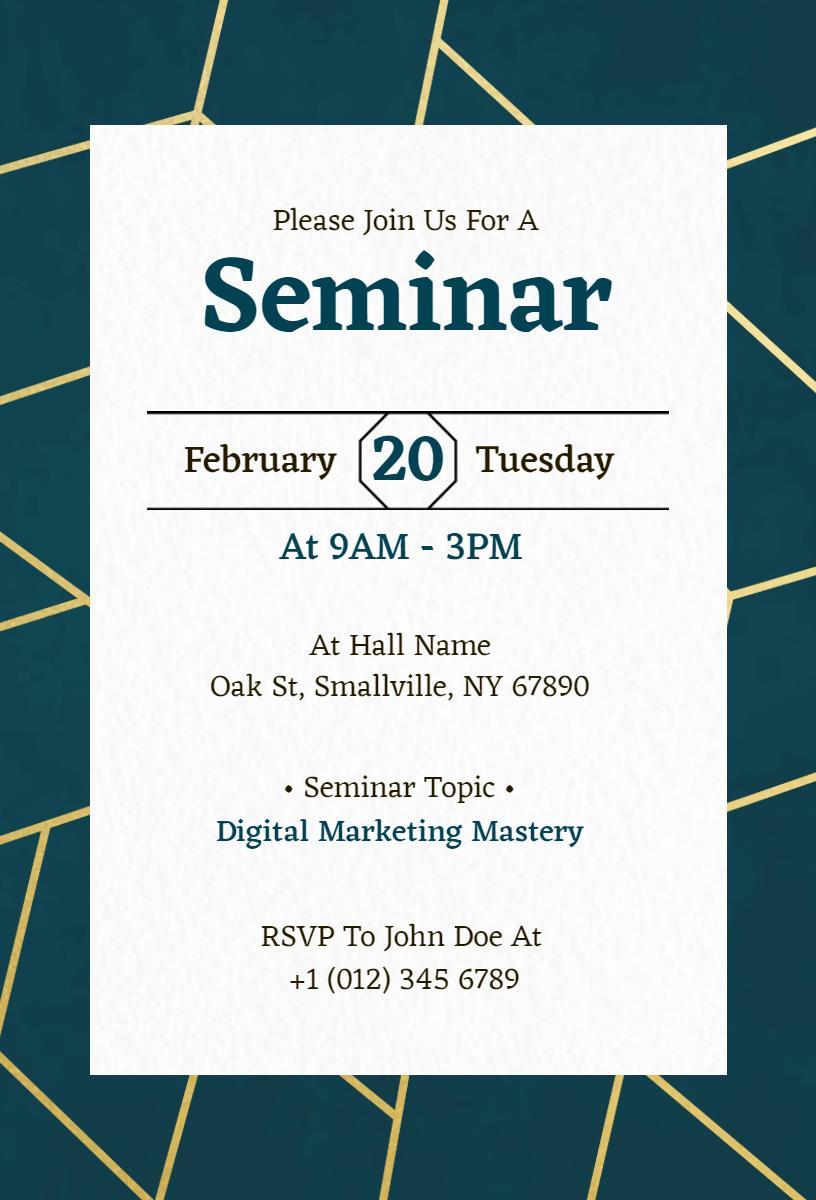 Digital Marketing Mastery Educational Seminar Invitation Template