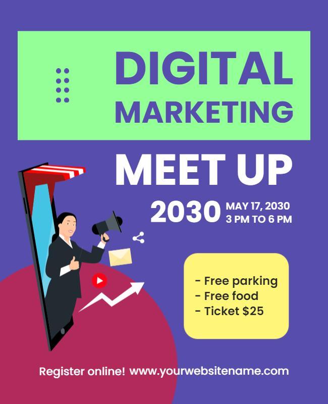 Modern Green Digital Marketing Meetup Flyer Template