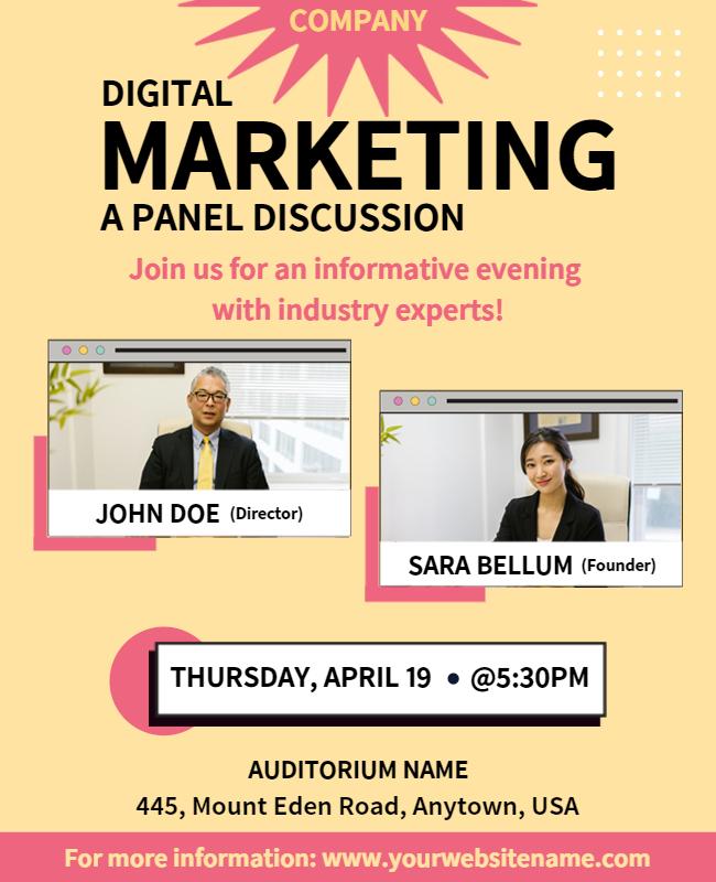 Digital Marketing Panel Discussion Event Flyer Template