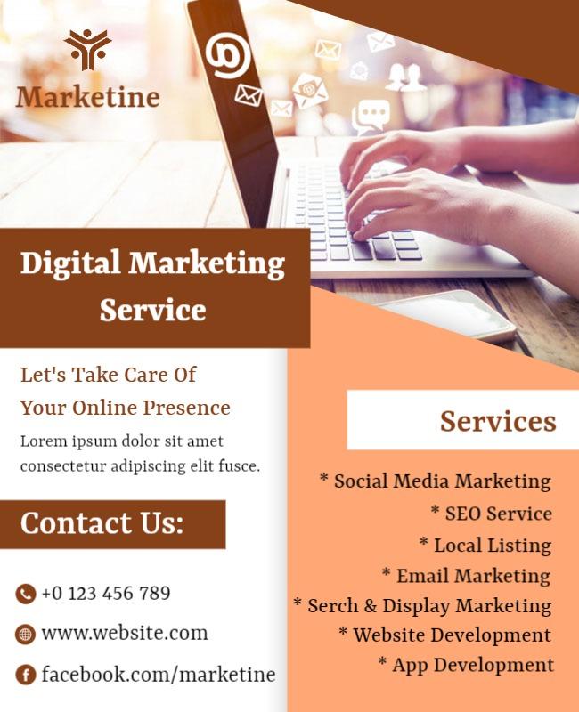 Bold Orange Digital Marketing Services Promotion Flyer Template