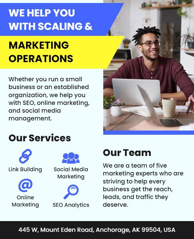 Modern Blue Marketing Operations Services Flyer Template