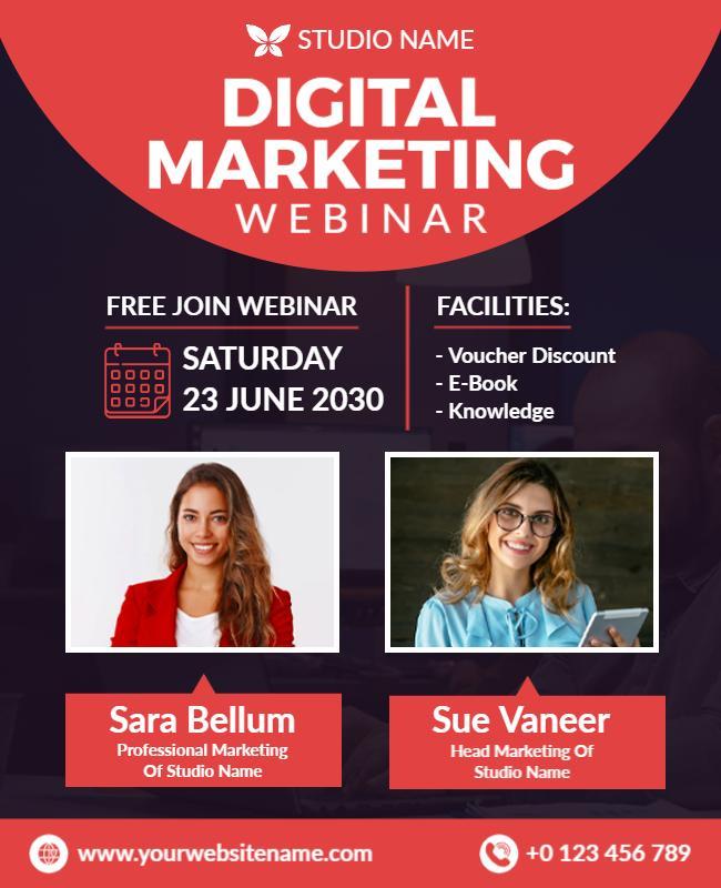 Modern Red Digital Marketing Webinar Flyer Template