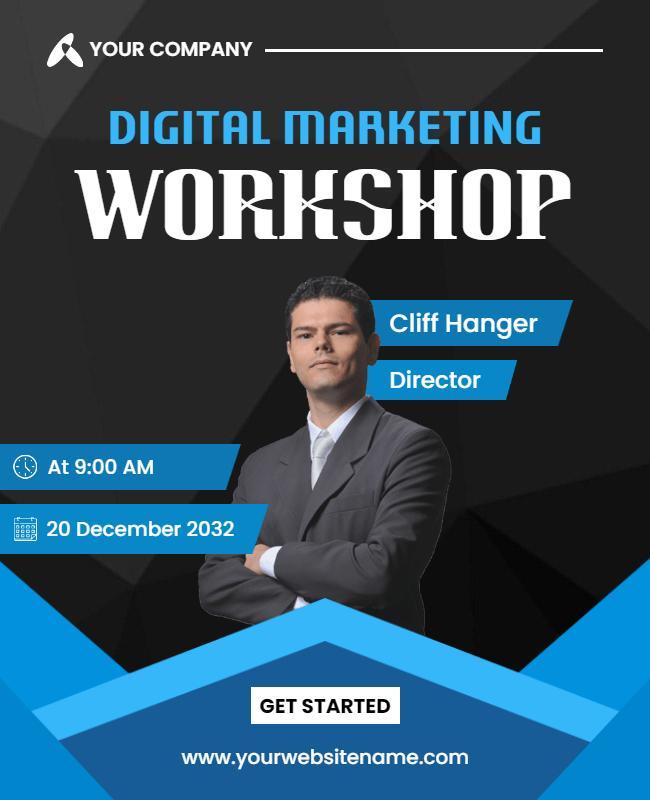 Modern Blue Digital Marketing Workshop Flyer Template