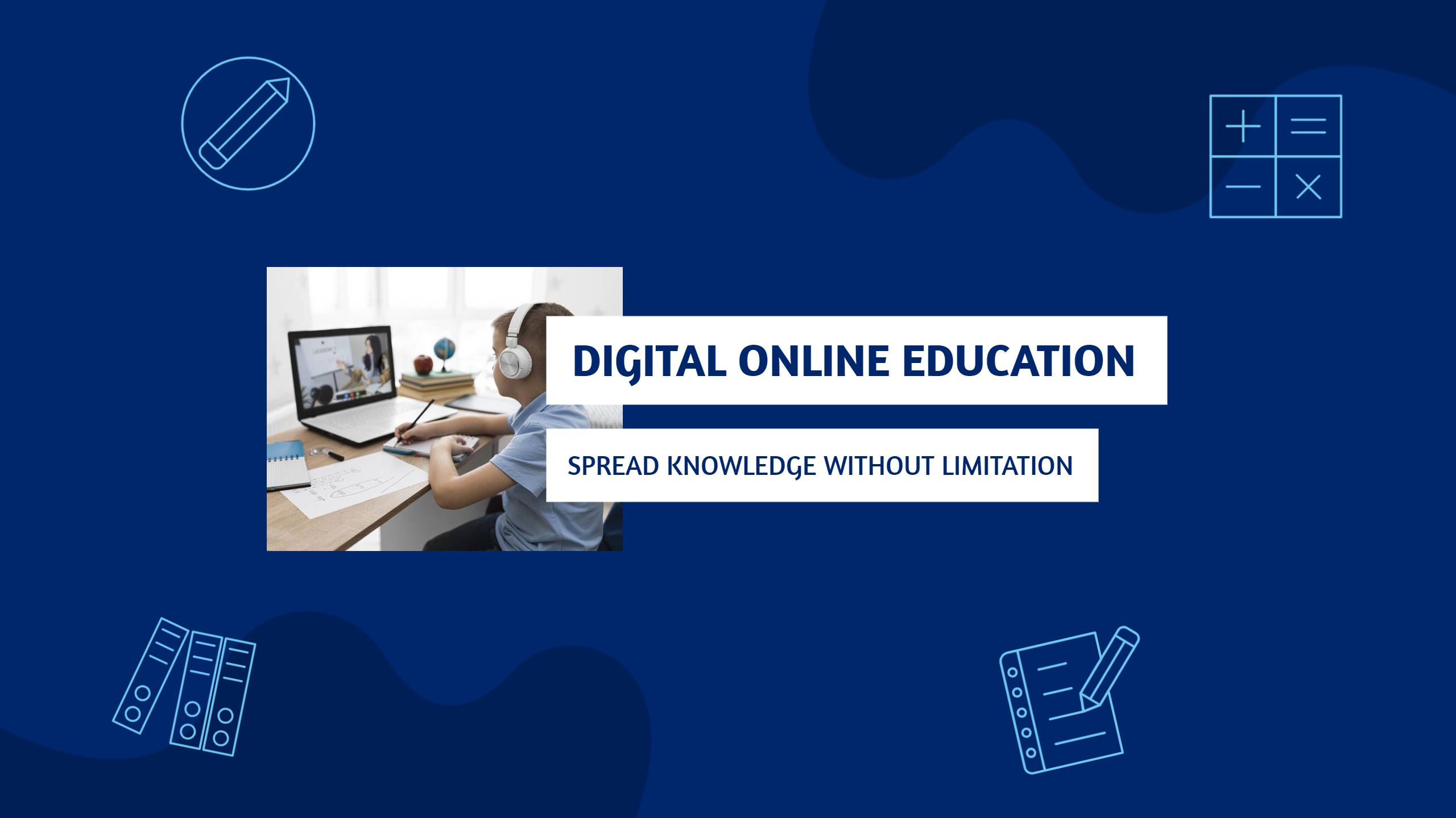 Digital Online Education with Blue Background YouTube Banner Template
