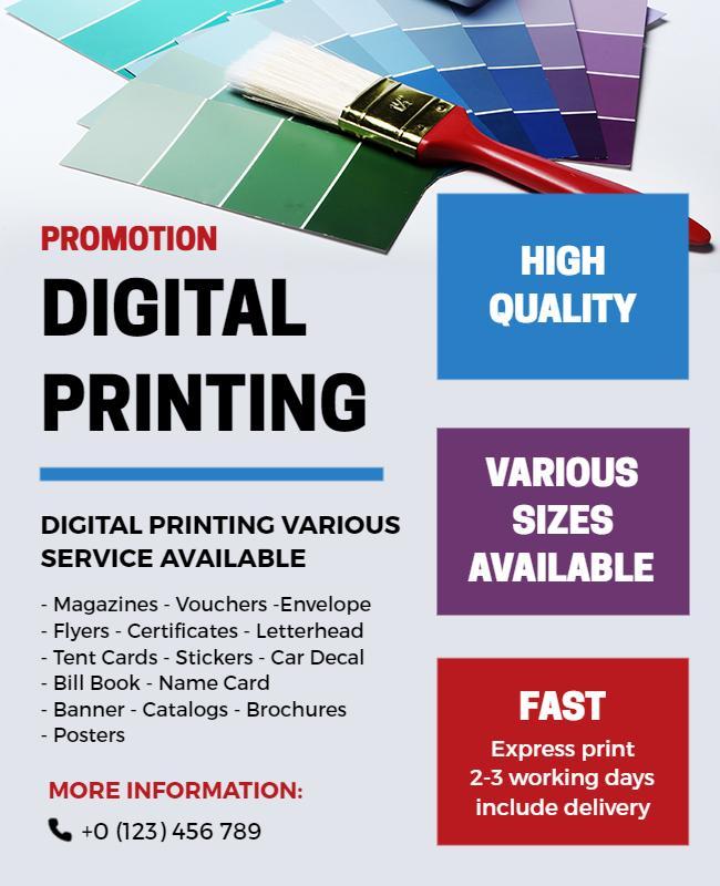 Digital Printing Promotion Services Flyer Template