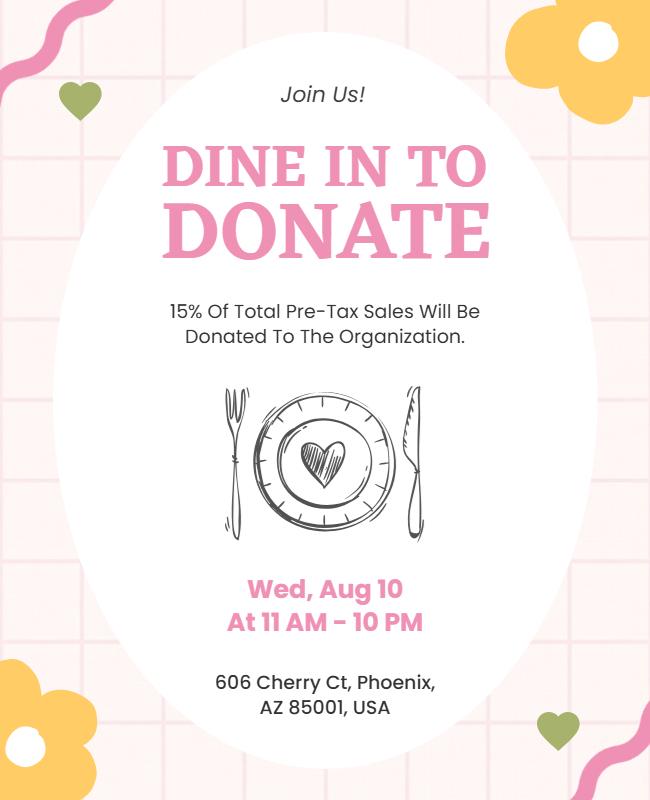 Dine to Donate Charity Promotion Poster Template