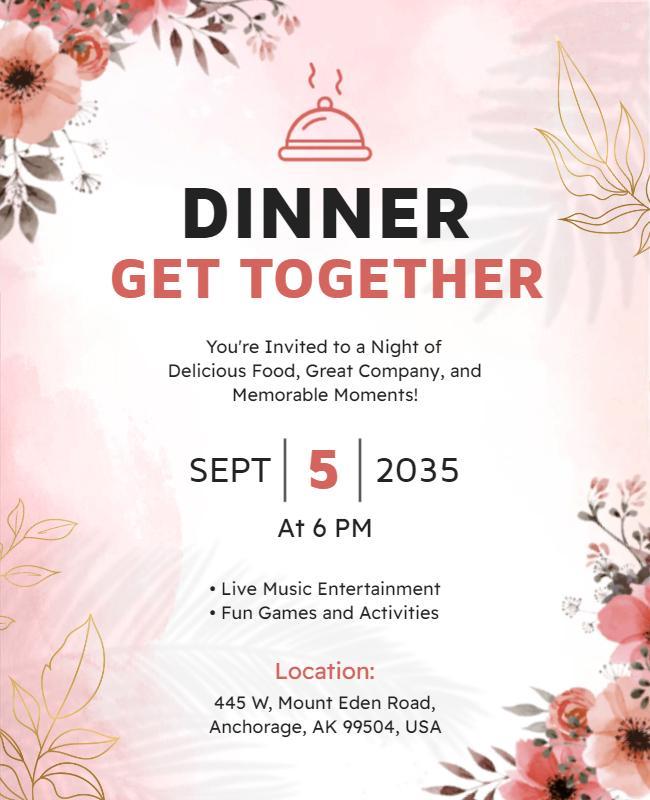 Dinner Get Together Invitation Flyer Template