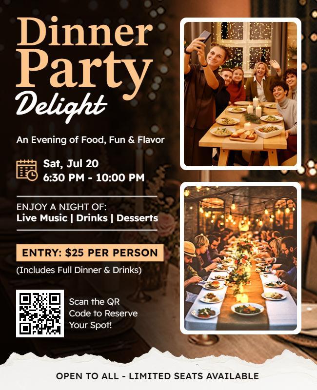 Dinner Party Evening Celebration Flyer Template