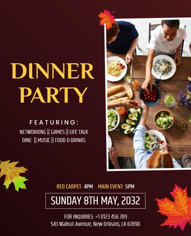 Dinner Party Gathering Event Flyer Template