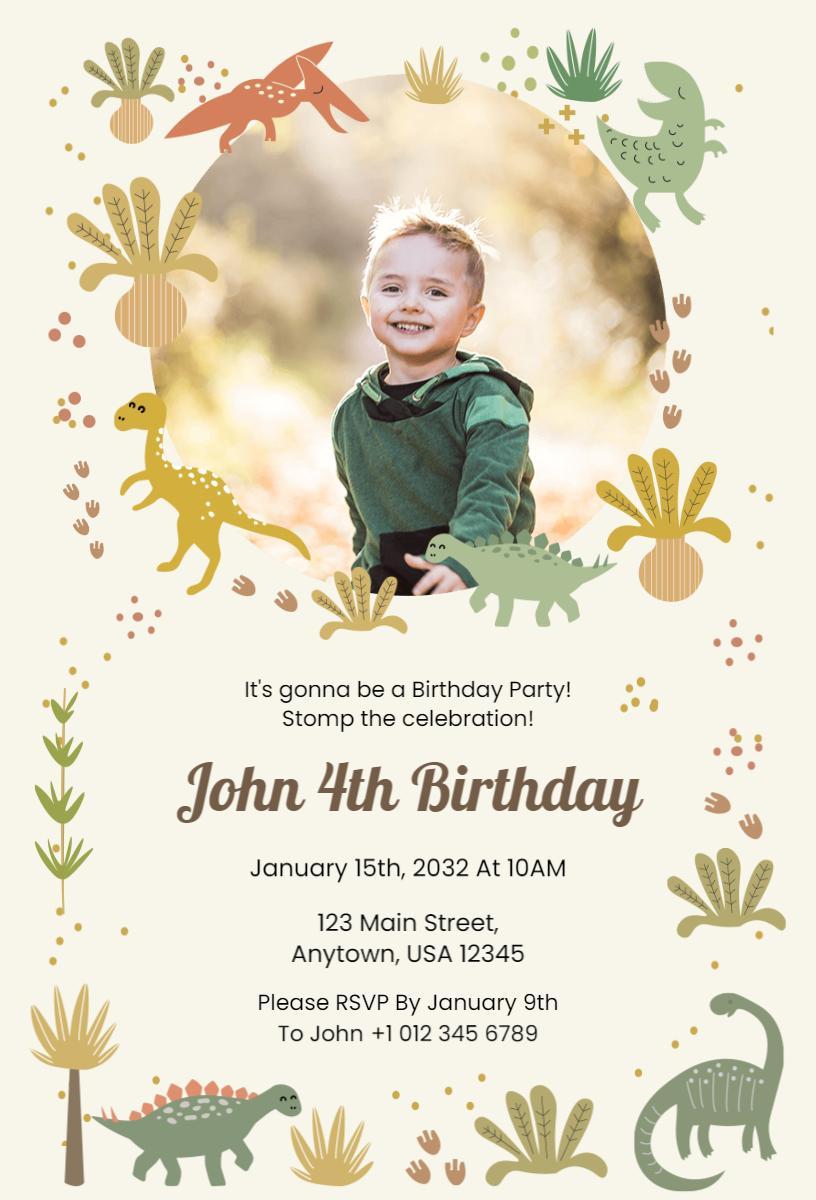 Dinosaur Adventure Epic Birthday Celebration Invitation Template