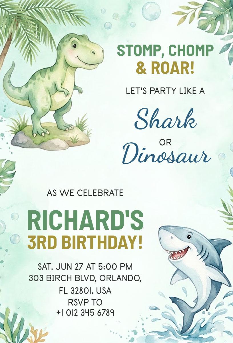 Dinosaur Adventure Thrilling Birthday Celebration Invitation Template