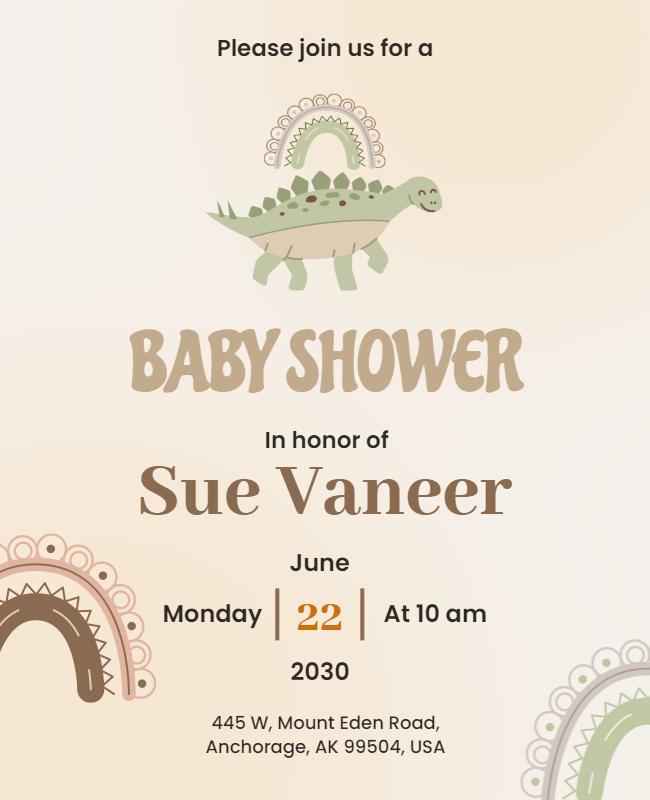 Dinosaur Theme Baby Shower Invitation Flyer Template