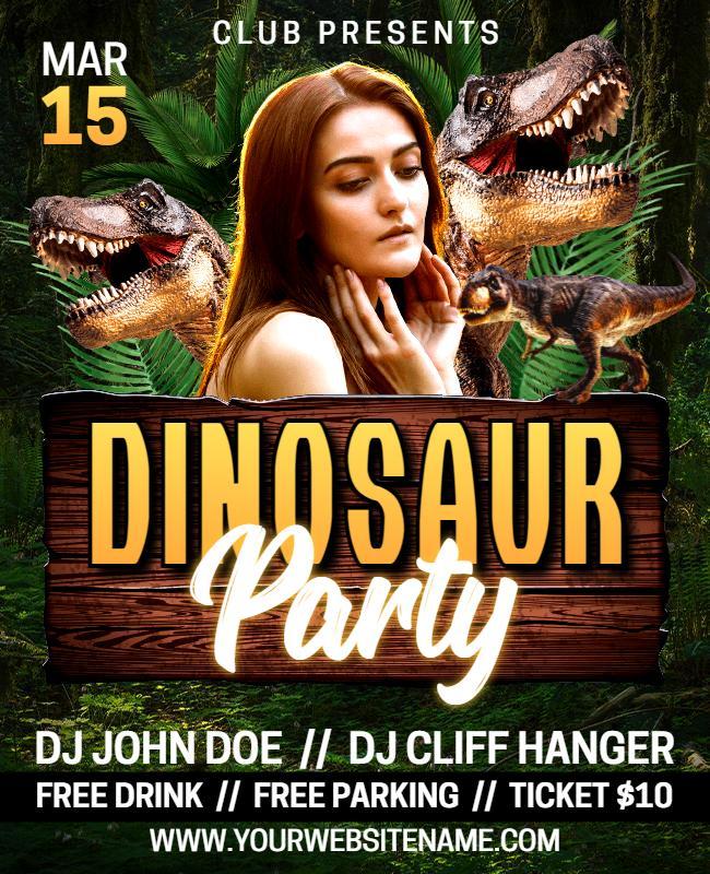 Dinosaur Themed Party Night Flyer Template