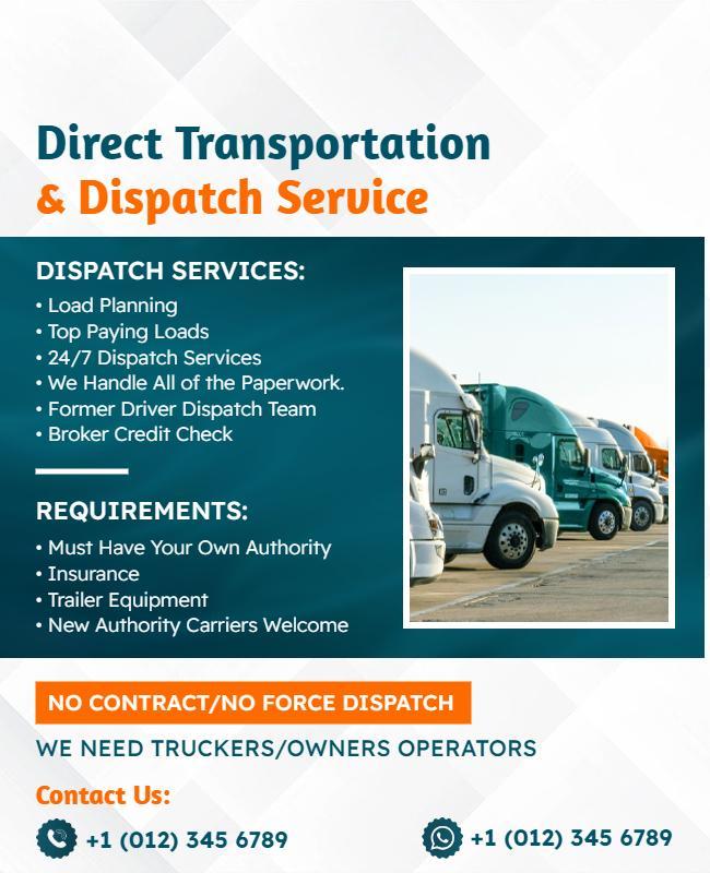 Direct Transportation and Dispatch Service Flyer Template