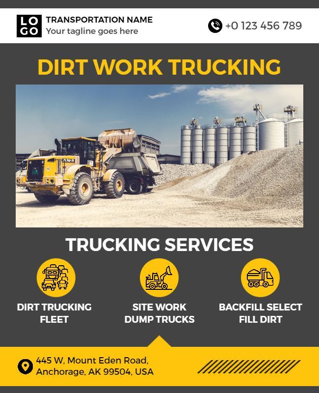 Dirt Work Trucking Services Flyer Template