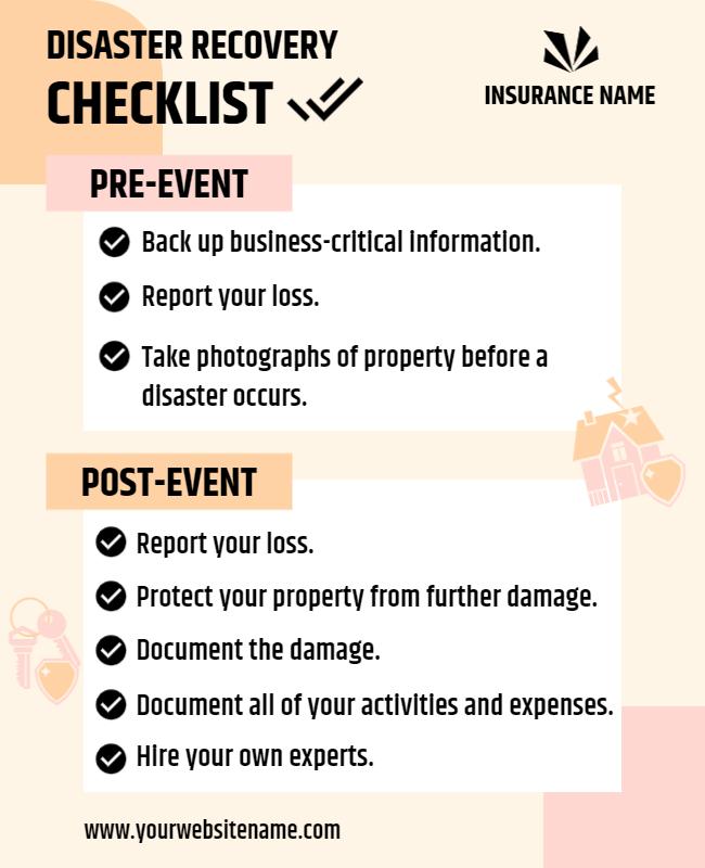 Disaster Recovery Checklist Insurance Flyer Template