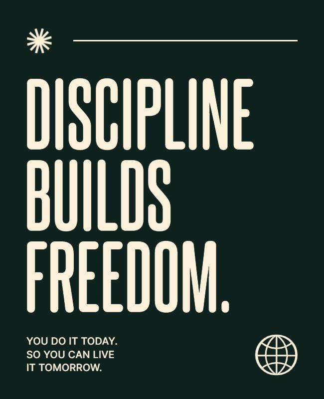 Discipline and Freedom Motivational Poster Template