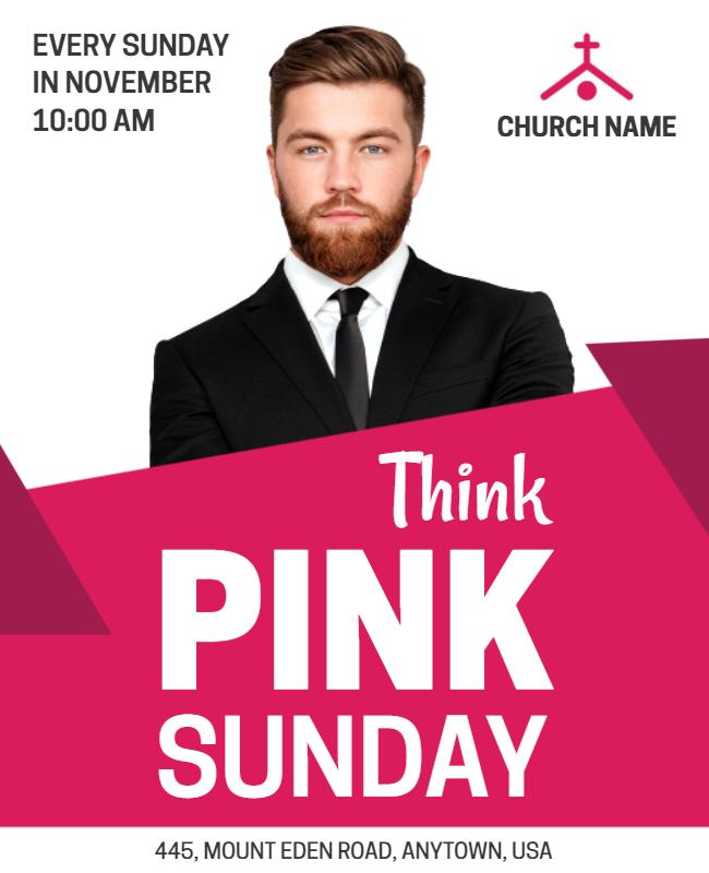 Disco and White Pink Sunday Flyer Template