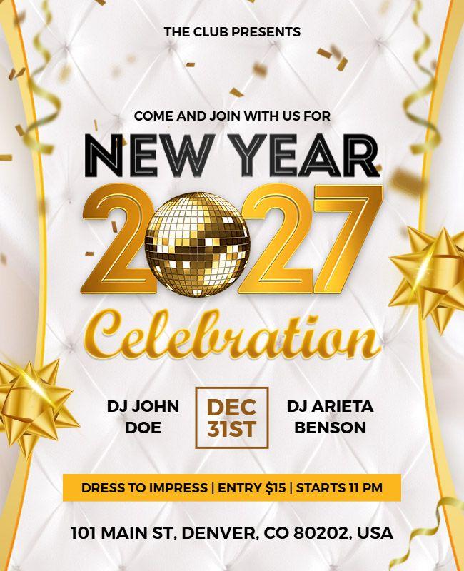 Disco Ball New Year's 2027 Event Flyer Template