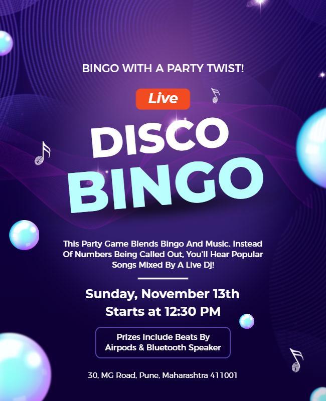 Disco Bingo Party Event Flyer Template