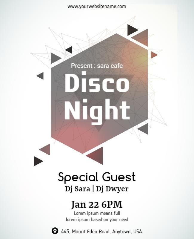 Disco Night Event Announcement Flyer Template