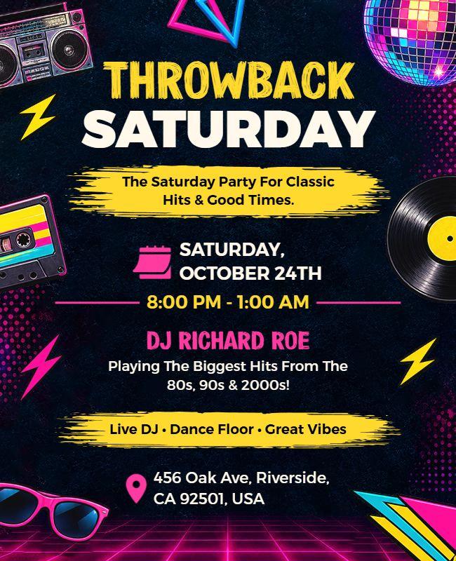 Disco Vibes Throwback Saturday Flyer Template