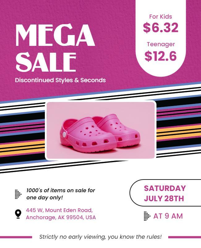 Discontinued Footwear Mega Sale Flyer Template