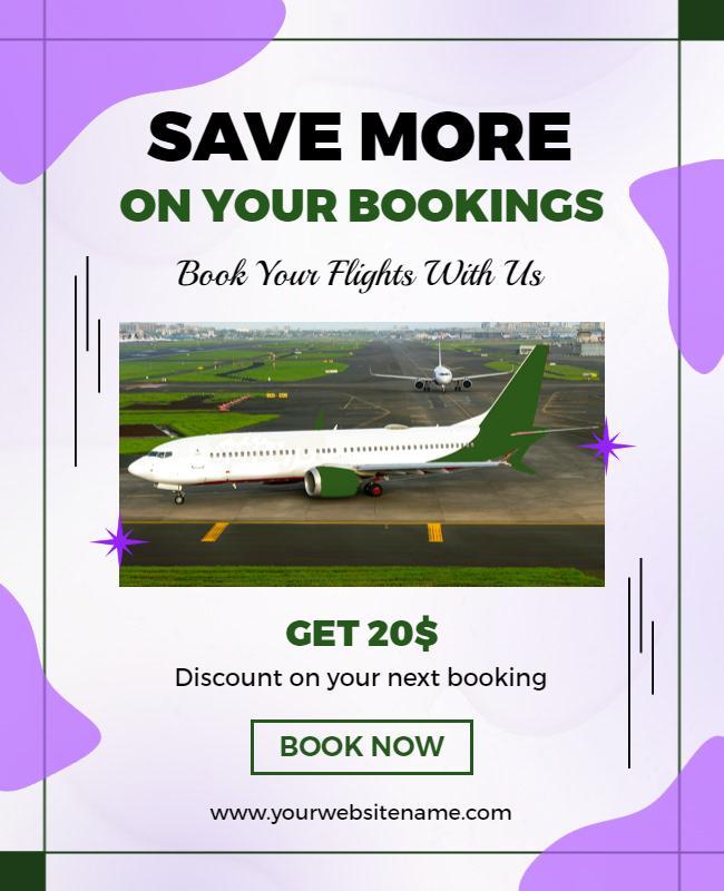 Discount Airline Booking Promotion Flyer Template