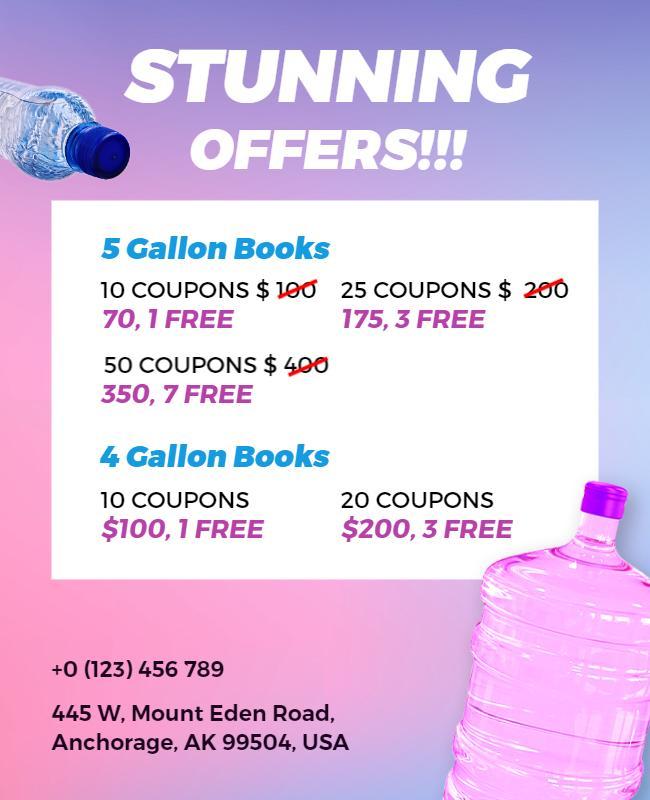 Discount Water Coupons Promotion Flyer Template