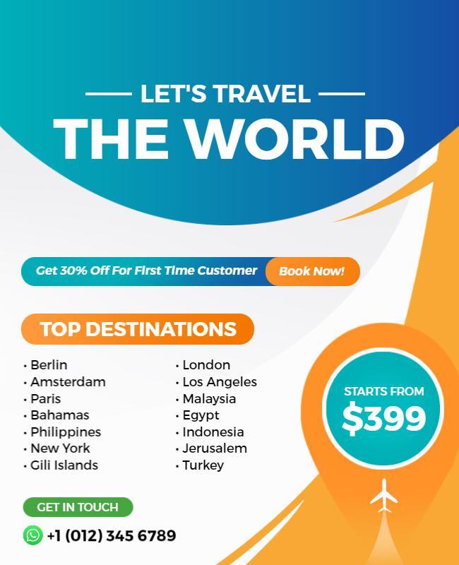 Discount World Travel Destinations Flyer Template