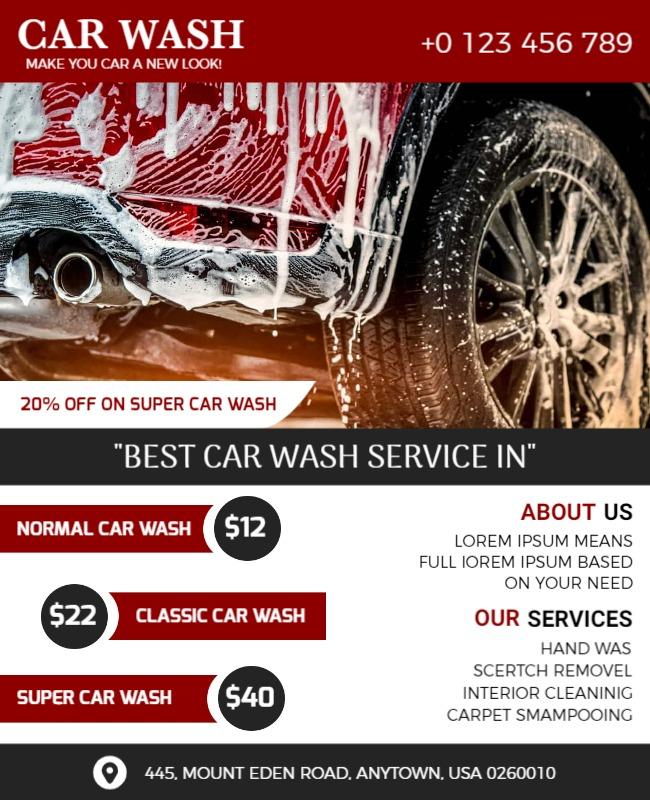 Discounted Car Wash Service Flyer Template