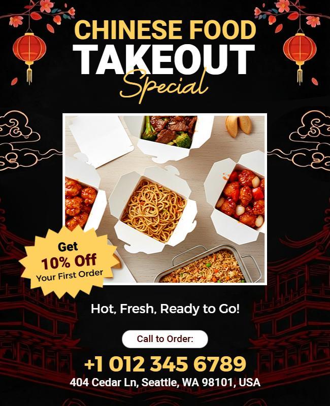 Discounted Chinese Food Takeout Flyer Template