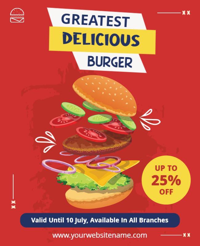 Discounted Delicious Burger Promotion Flyer Template