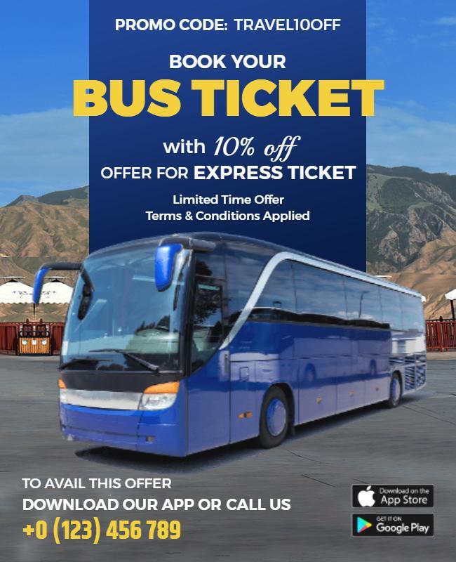 Discounted Express Bus Ticket Offer Flyer Template