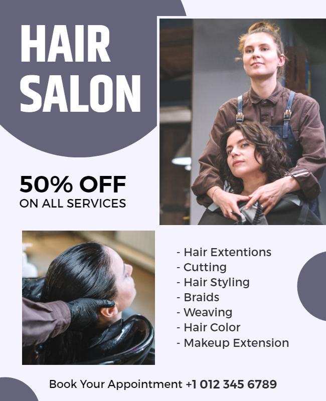 Discounted Hair Salon Services Promotion Flyer Template