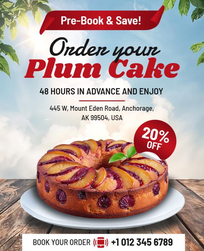 Discounted Plum Cake Order Promotion Flyer Template