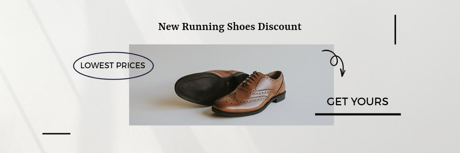 Discounted Running Shoes Promotion with Chic Design Twitter Banner Template