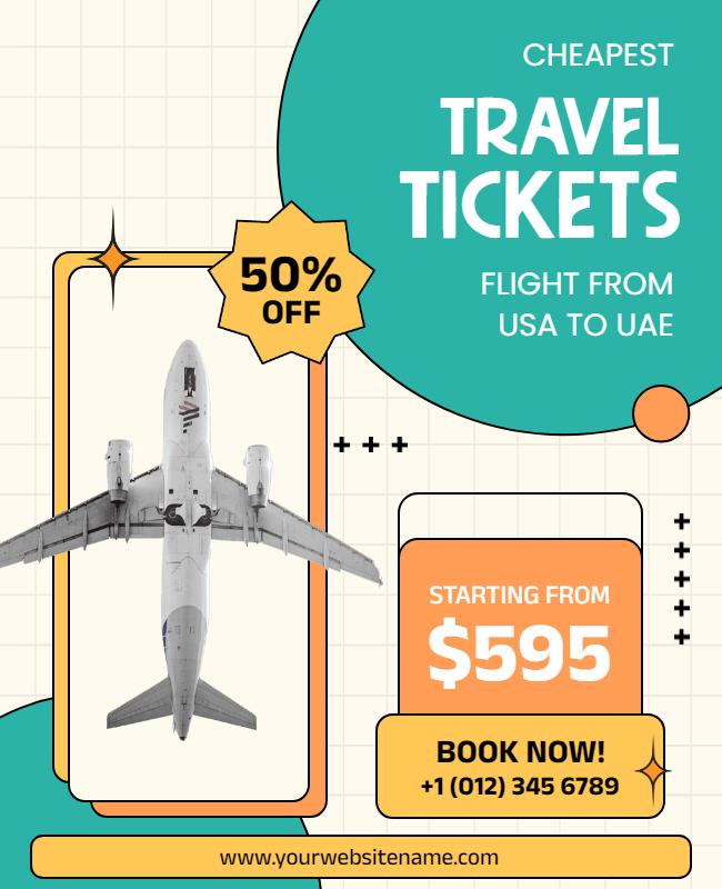 Discounted Usa to Uae Flight Tickets Flyer Template