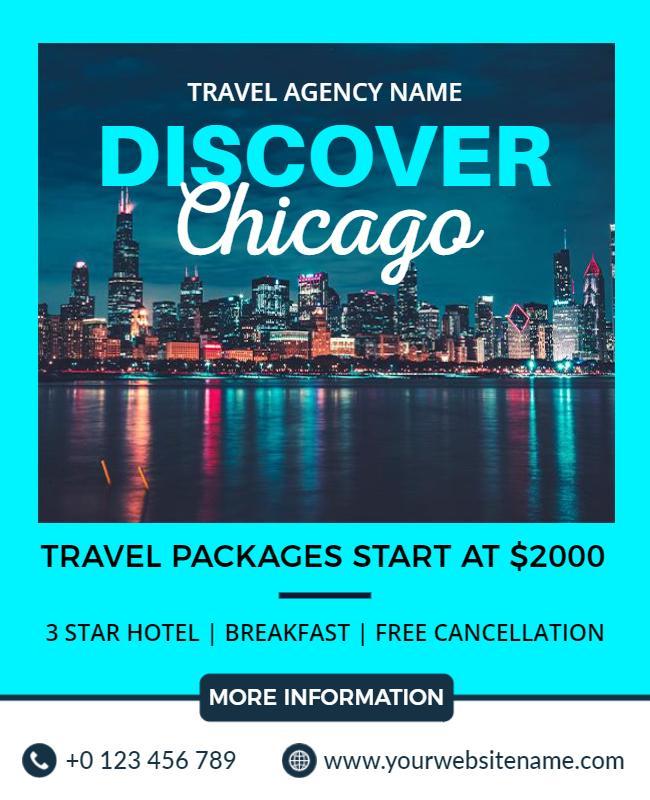 Discover Chicago Travel Packages Flyer Template