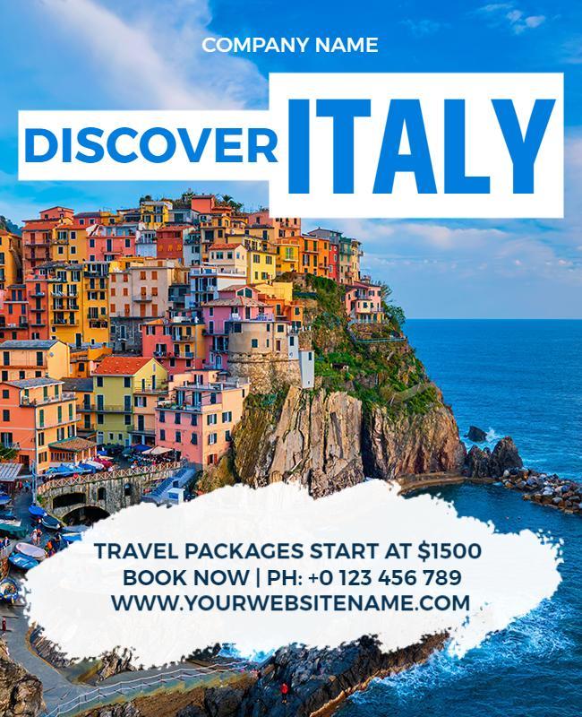 Discover Italy Travel Packages Flyer Template