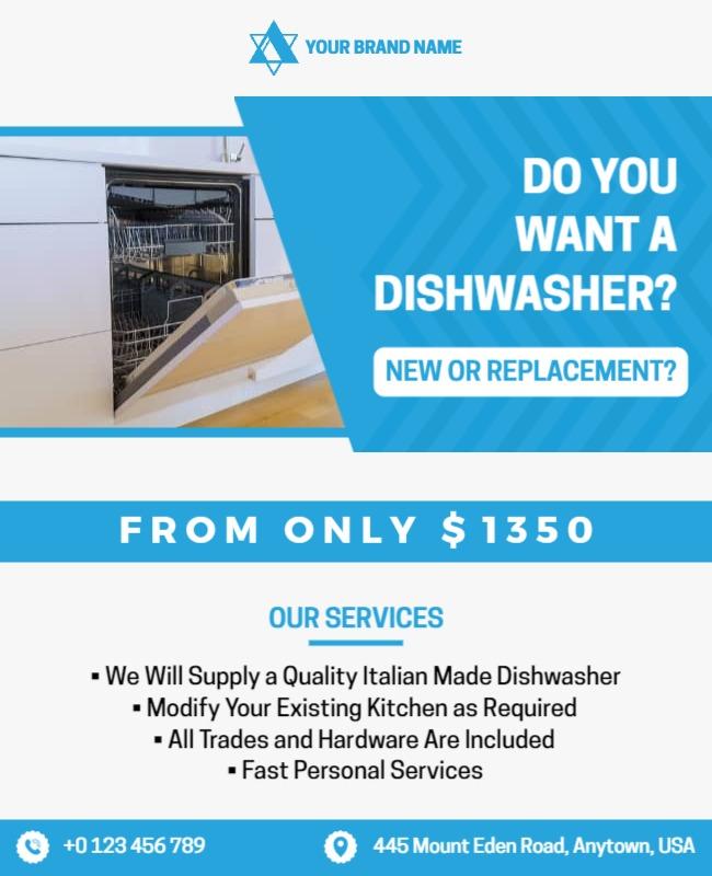 Dishwasher Purchase and Installation Service Flyer Template