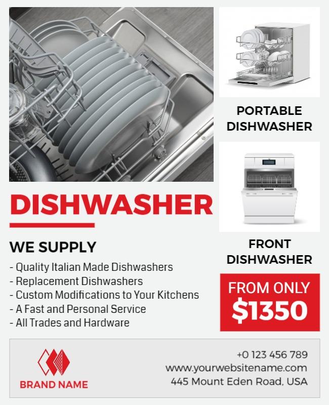 Dishwasher Sale and Supply Promotional Flyer Template