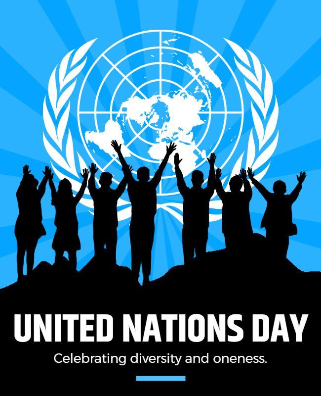 Diverse Blue United Nations Day Celebration Poster Template